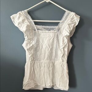 White Ruffled Women's Top Open Back